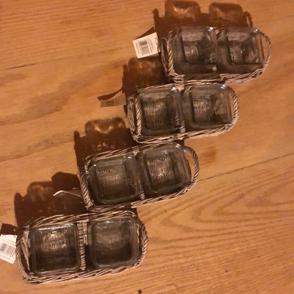 Double Planter or Candles Wicker Basket Outdoor decor chic natural summer boho - Picture 2 of 5